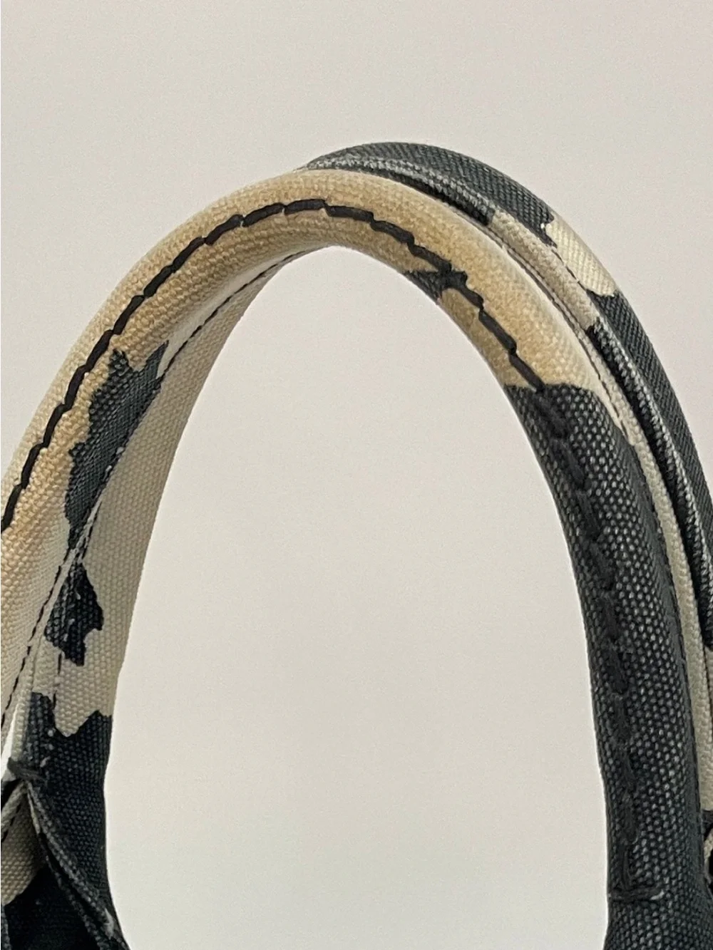Prada Canapa St. Caval Handbag in Black/White Canvas Black and Cream Canva